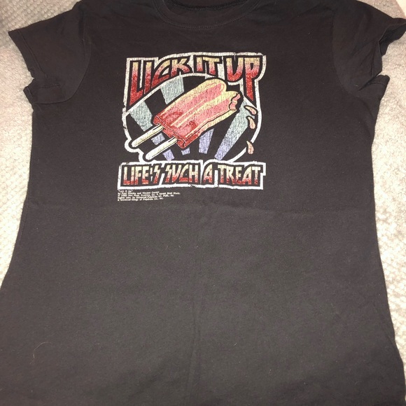 Tops - Kiss -Lick It Up-Vintage Inspired Fitted Rock Band Tee-Size Large